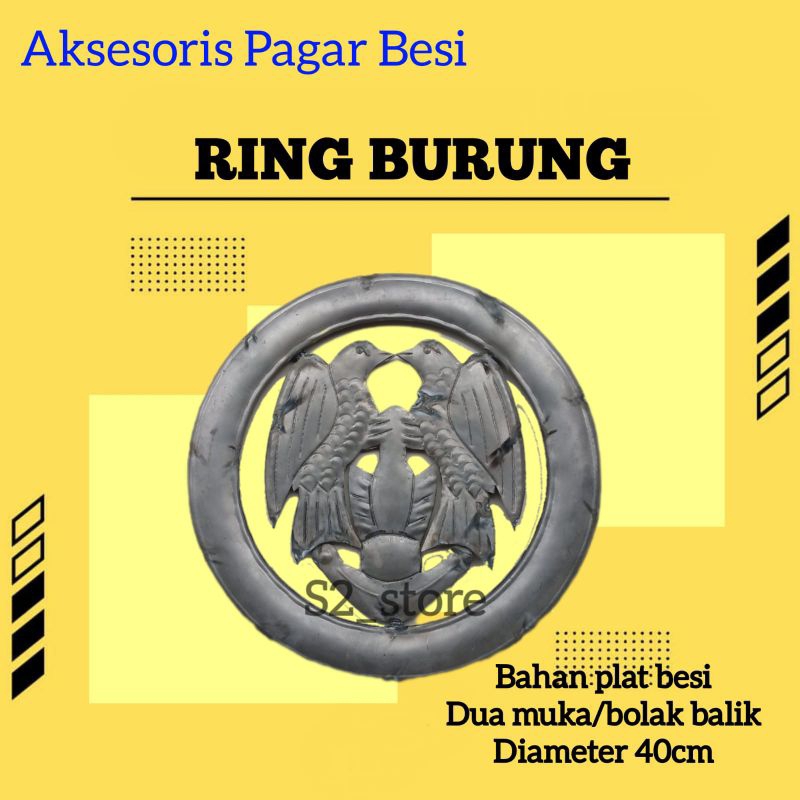 Ornamen pagar besi hiasan aksesoris besi tempa klasik ring burung