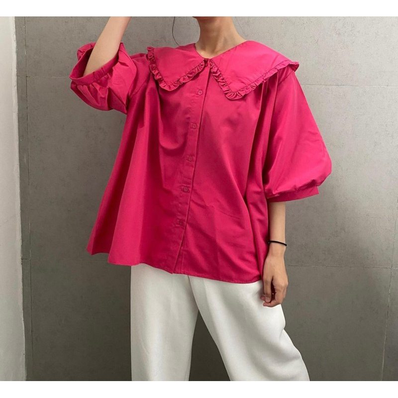 NABO - Tabelano blouse short sleeves ( MAGENTA - CREAM)