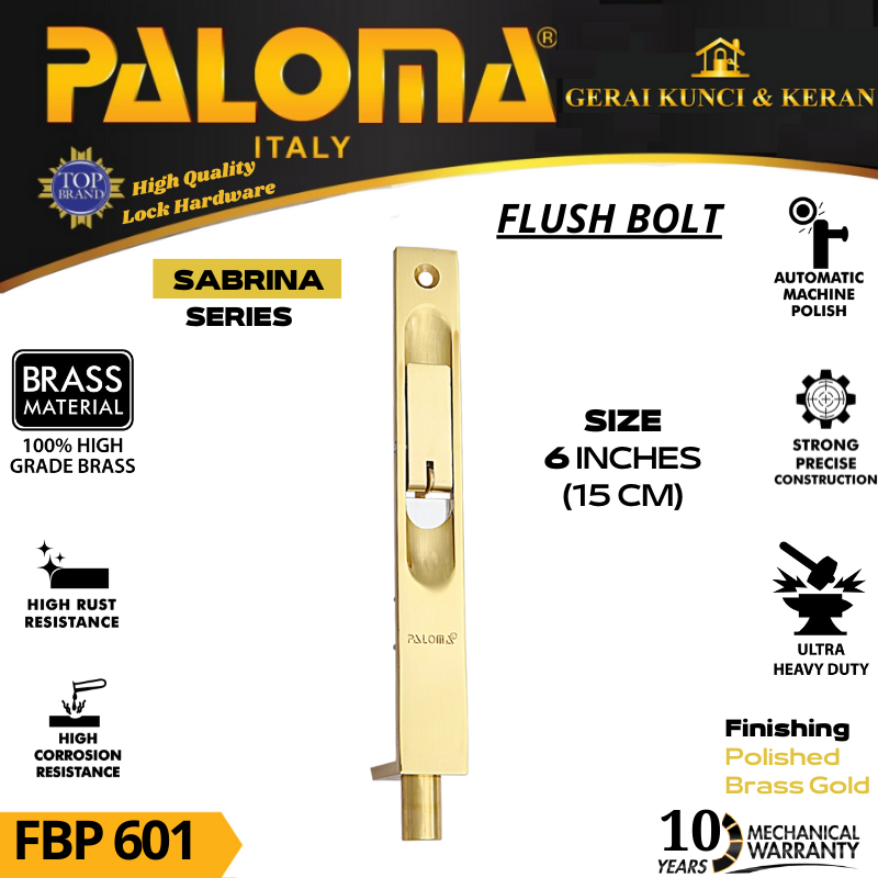 PALOMA FBP 601 SLOT GRENDEL TANAM SABRINA 6 INCH ( 15CM ) GOLD EMAS BRASS