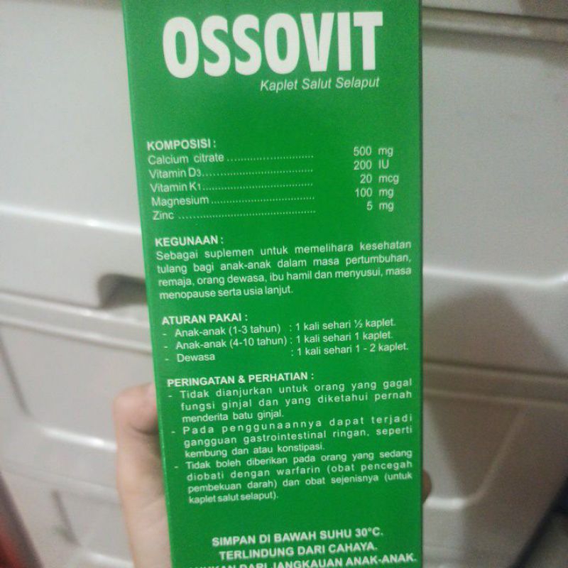 Ossovit Suplemen Vitamin Kalsium tulang anak dewasa strip Box 60 kaplet