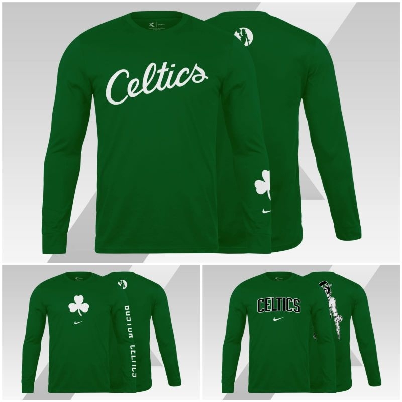 Kaos  tshirt baju Longsleeve lengan panjang basket NBA Boston Celtics Warm up