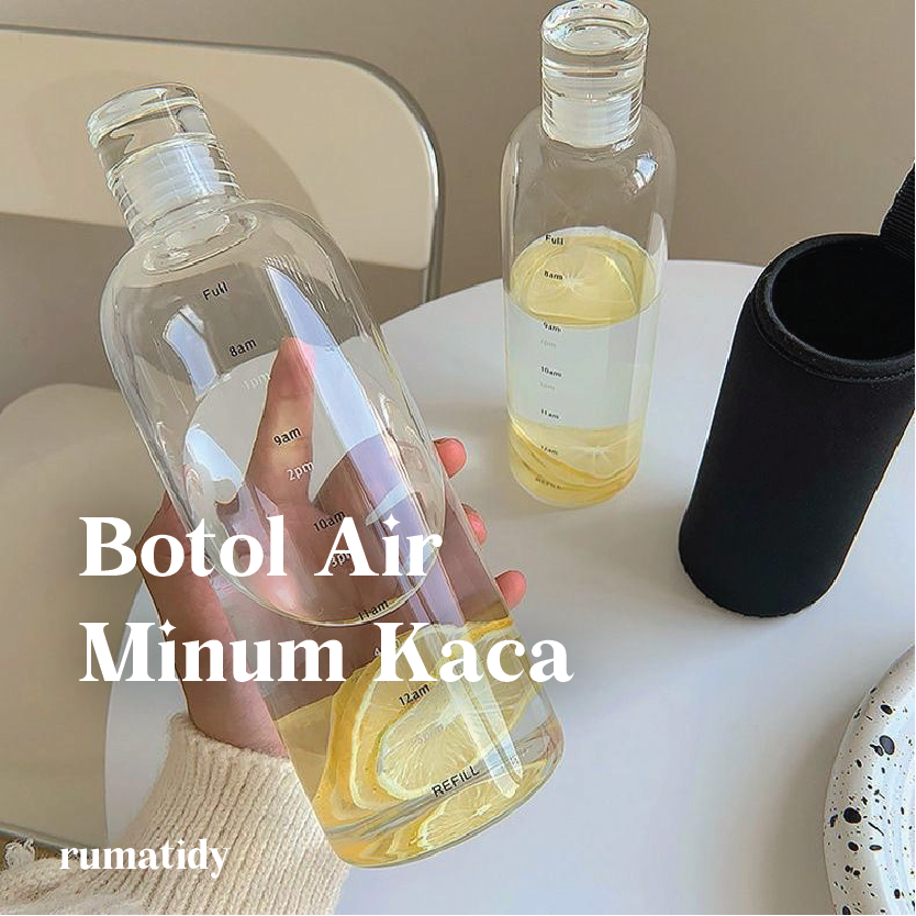 【RUMATIDY】Tumbler Botol Kaca Transparan Bening Estetik Aesthetic Botol Minum Termos Cantik Water Bottle Kantor Rumah