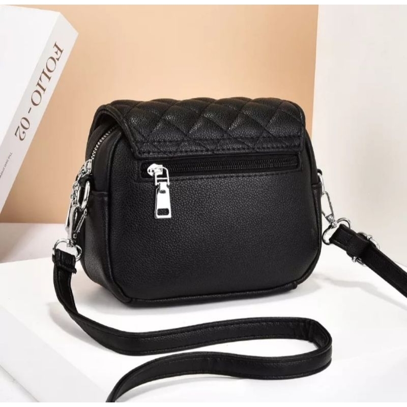 PROMO TAS SELEMPANG WANITA IMPORT KULIT HITAM TA406B4 TAS SELEMPANG MINI WANITA REMAJA (BAYAR