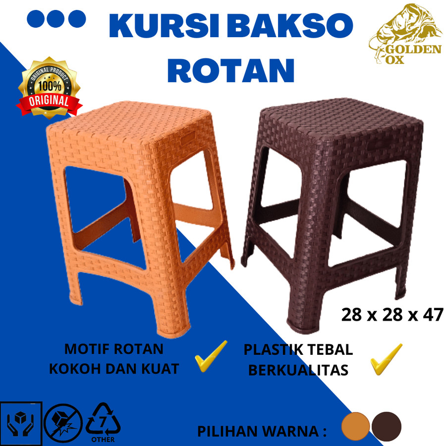 Kursi Rotan / Kursi Plastik Motif Anyam / Bangku Taman Kursi Bakso Baso Napolly Golden Ox