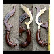 suvenir hiasan kujang kuningan kayu ukir kecil