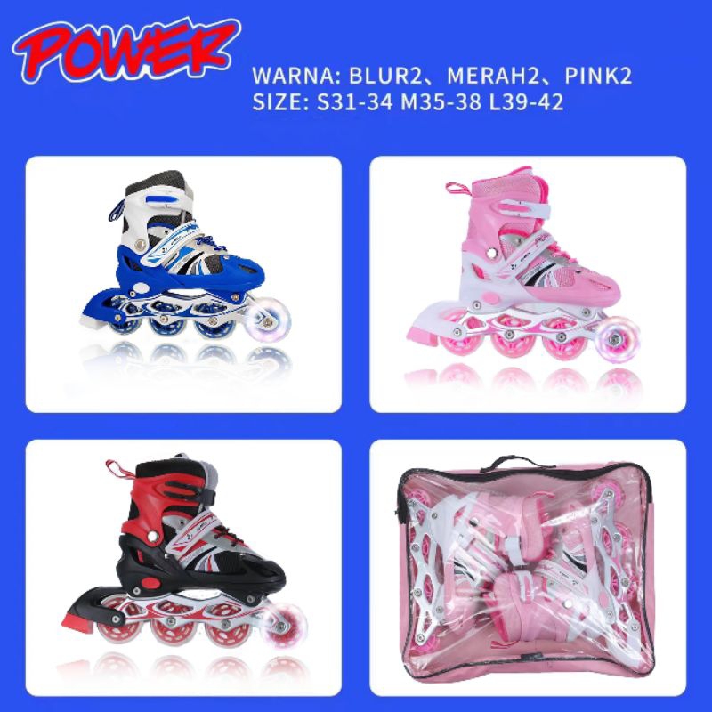 Sepatu Roda Anak Lampu Rainbow Merek Power Inline Skate Power Roller Skate Untuk Anak