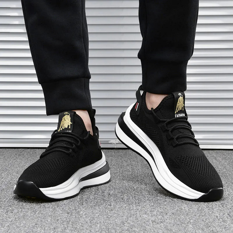 Sepatu Pria Fashion Sport Sneakers Running Casual Cowok Trendy Ringan Hitam Putih