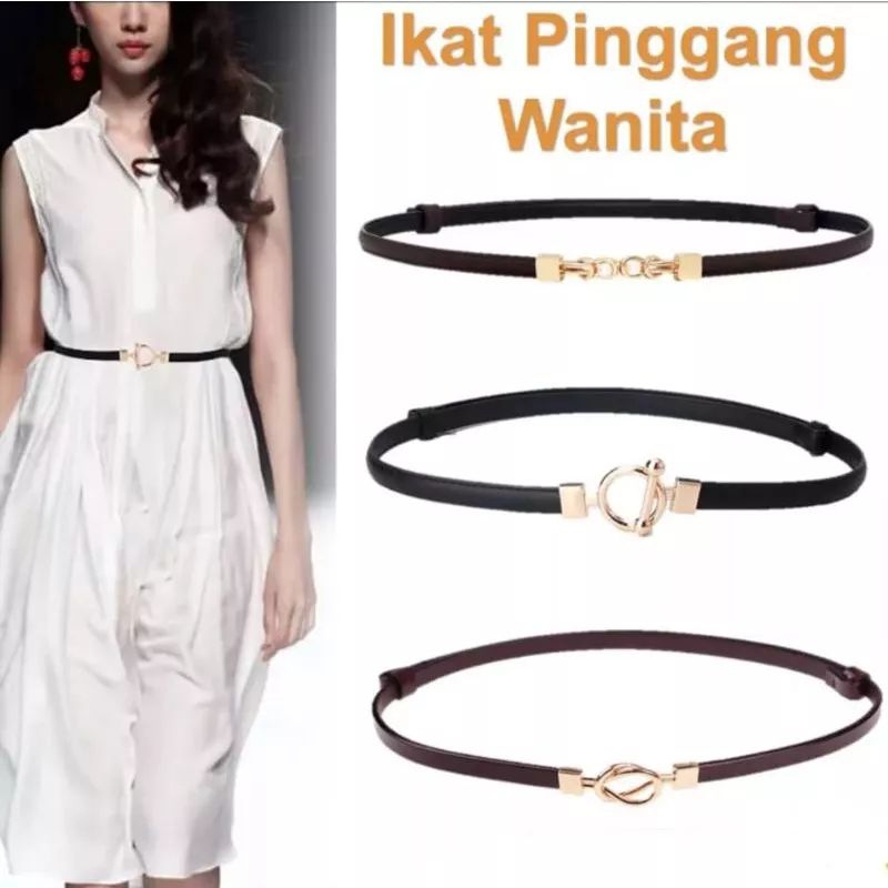 Ikat Pinggang Gesper Belt Bahan PU Tali Kecil Adjustable Tali Pinggang Gamis