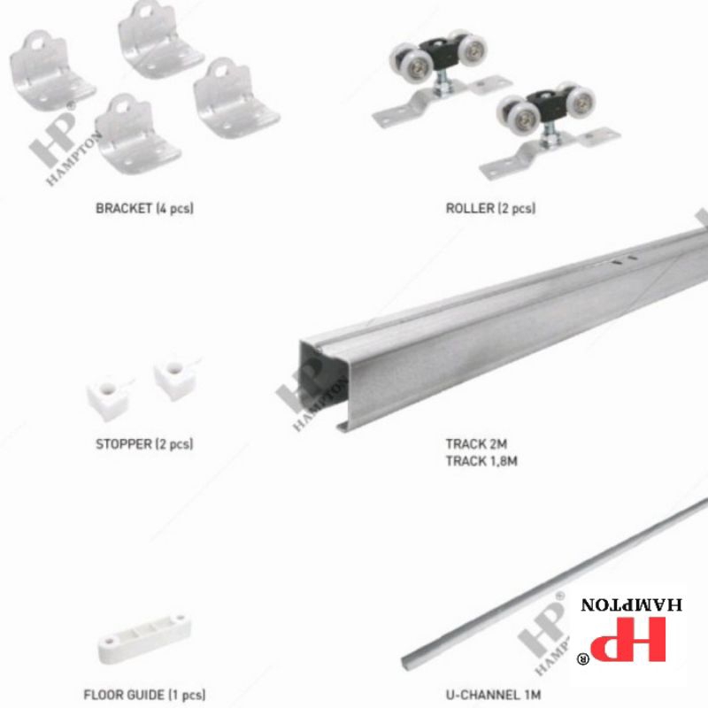 Rel Pintu Geser Gantung/Rail Sliding Door Hampton SR H4 Panjang 200cm/2meter