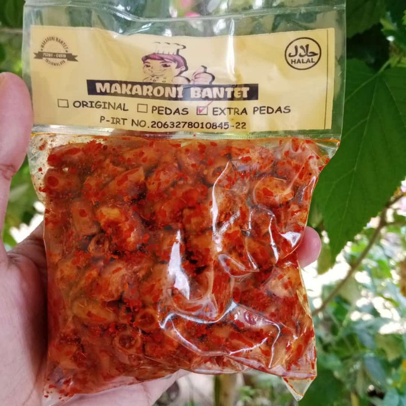 

Makaroni bantet/makaroni bantet cap koki/makaroni bantet tasikmalaya/makanan ringan pedas