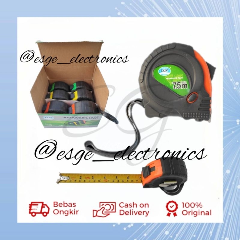 METERAN TUKANG METERAN KARET MEASURING TAPE 7.5 METER METERAN ROLL METERAN GULUNG METERAN BANGUNAN ALAT UKUR ROLL PENGGARIS