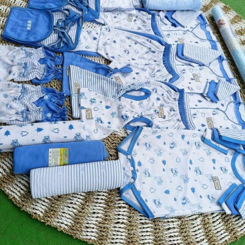 53 PCS Perlengkapan Baju Bayi Baru Lahir Seri Biru/Paket Brojol Baby Paket Komplit Terlengkap talitababywear