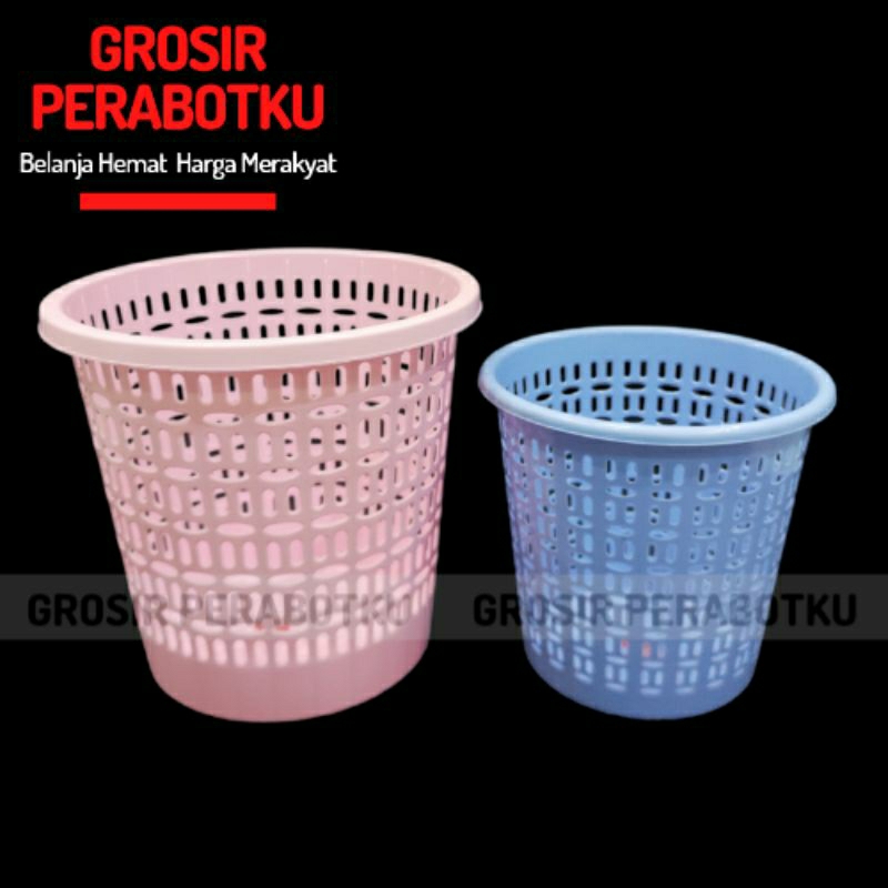 Alexish Keranjang Tong Tempat Sampah Plastik Bulat Tebal Warna Pastel Besar Serbaguna