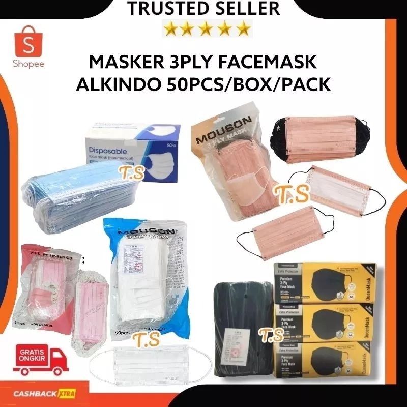 HELLO_ALICE13 MASKER MOUSON 3PLY EARLOOP WARNA LADY PINK / NUDE PINK / MATCHA / PUTIH ISI 50PCS