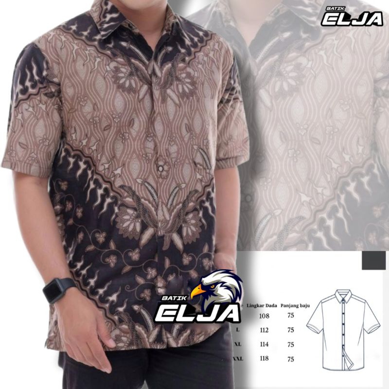 Baju Batik Pria Lengan Pendek Modern Bahan Katun Halus Premium