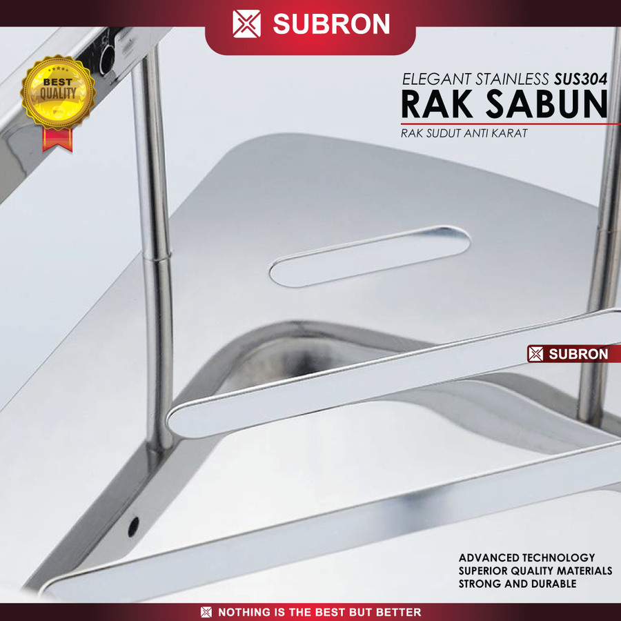 Rak Sabun Sudut Stainless 1 Susun Tempat Shampoo Dinding - SUBRON SUS304