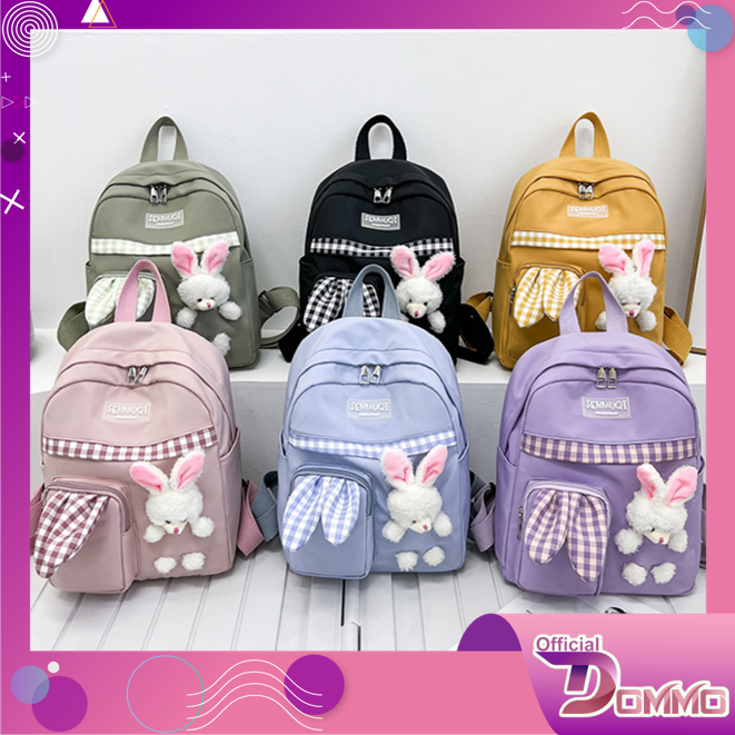 DOMMO - D6141 Tas Ransel Anak / Tas Sekolah Anak / Tas Ransel Korea Style / Tas Ransel Boneka Kelinci / Tas Fashion Anak / Tas Fashion Korea / Rabbit Backpack