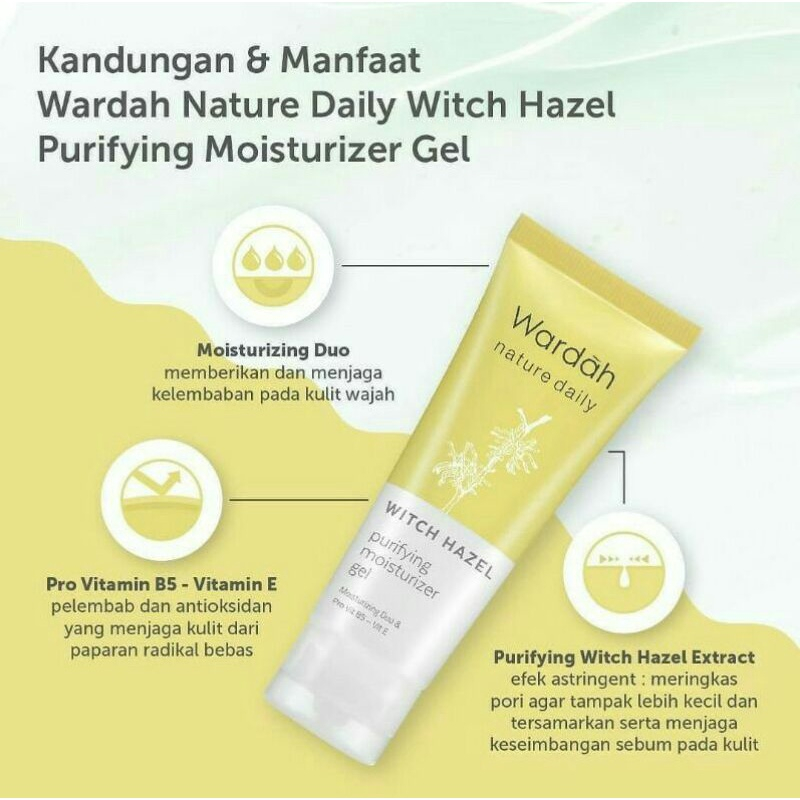 Wardah Nature Daily Witch Hazel Purifying Moisturizer Gel - 40 ml