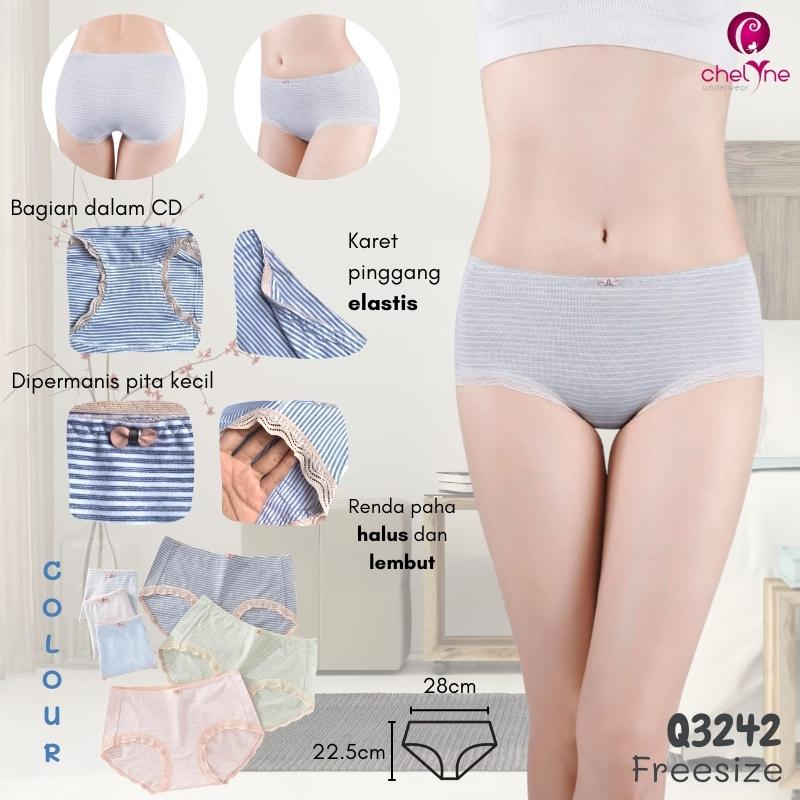 CD / CELANA DALAM KATUN RENDA MOTIF GARIS 378