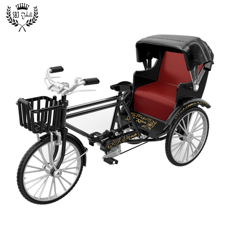 Diecast BECAK ANTIK ORIENTAL RICKSHAW SEPEDA Klasik Skala 1:10