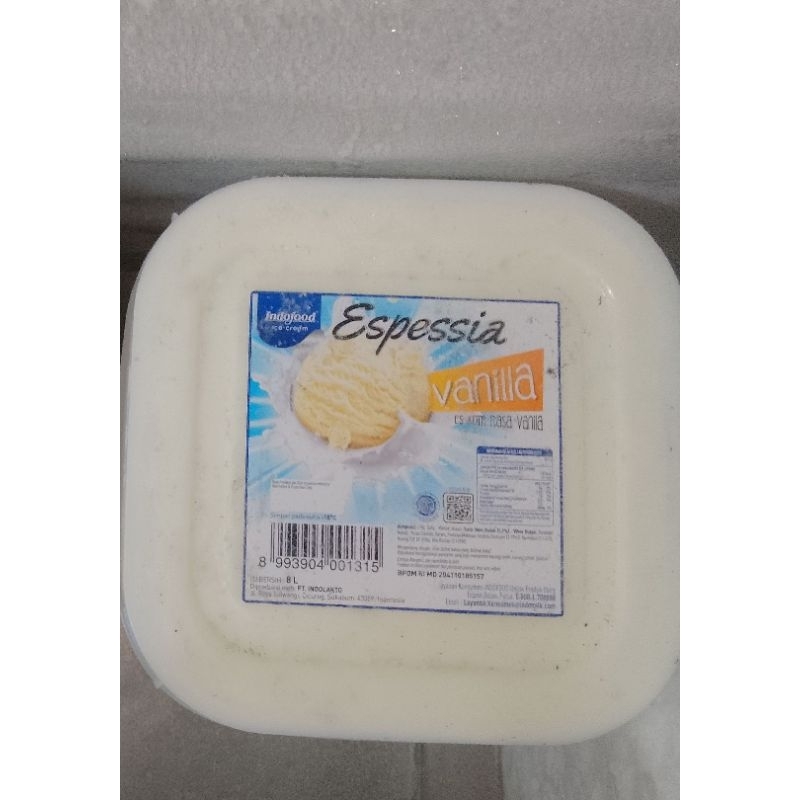 

(sabtu minggu BUKA) Es Krim Espessia 8 Liter Indofood Indoeskrim rasa VANILLA