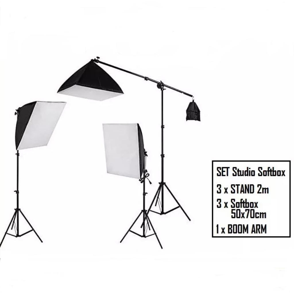 Set Isi 3 pcs Softbox + Boom Arm