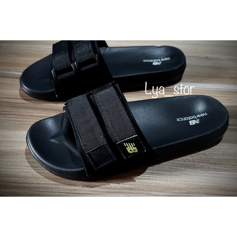 SENDAL SLIP_ON PRIA/WEANITA  SENDAL CASUAL TALI WEBING/PREPET FREE BOX+KAPERBACK COMFORT BLACK