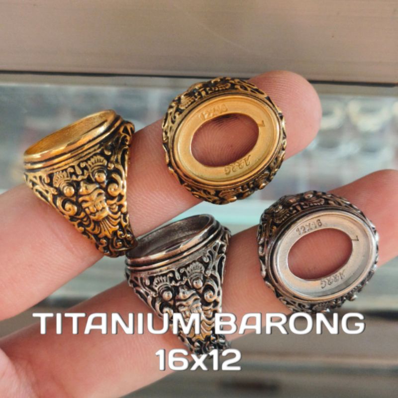 RB22 Ring Titanium Ukir Barong Anti-Karat 16x12 & 15x10