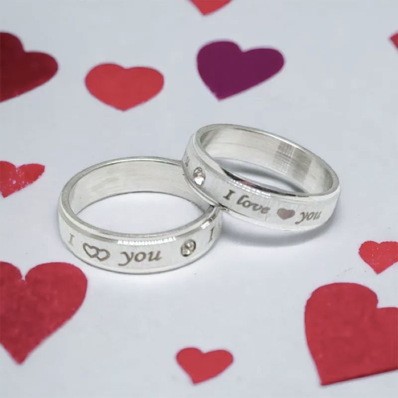 Cincin Couple Perak Silver Titanium i Love you HARGA SATUAN