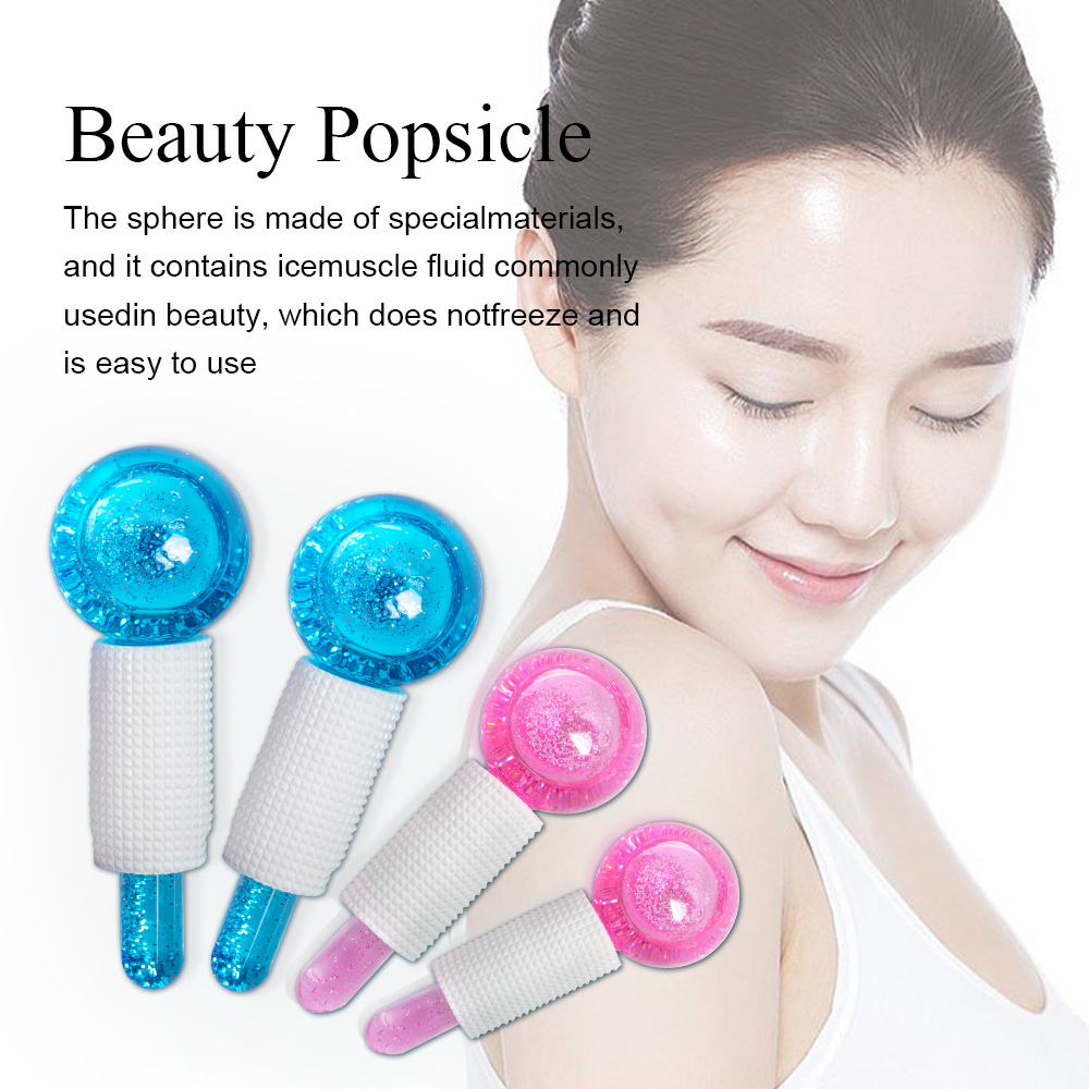 Ice Globes Roller - Pink/Blue 2pcs - Beauty Crystal Ball Glitter/Ice Globes Facial Roller Glitter/ Alat Pencerah Wajah / Alat Pijat Muka Untuk Perawatan Kulit Wajah