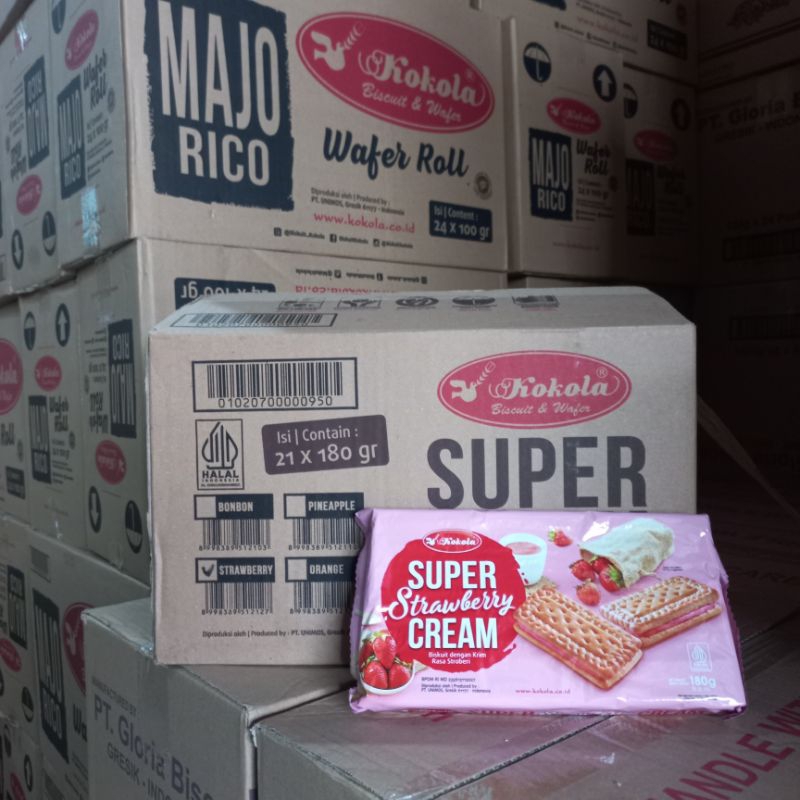 

Biskuit kokola super cream 180 gram 1 dus isi 21 pcs