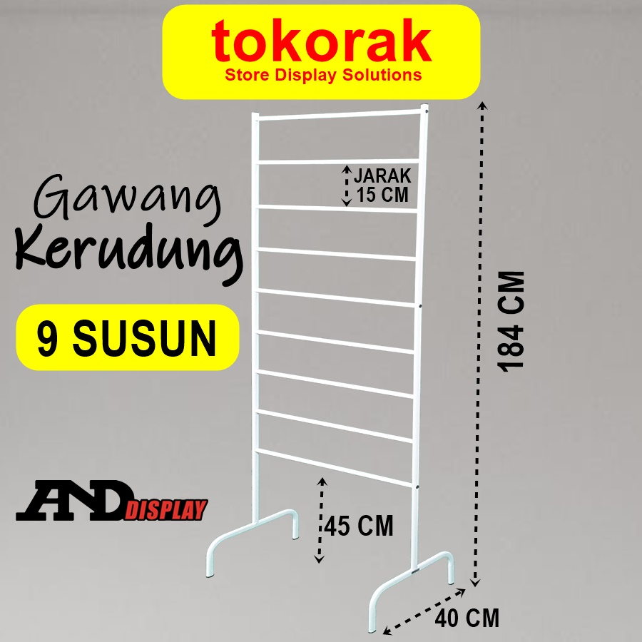 GAWANG KERUDUNG 9 SUSUN RAK BESI JILBAB PASHMINA 9 KRUDUNG PASMINA