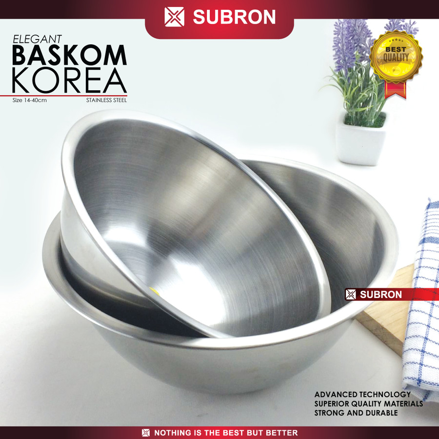 Baskom Korea 26cm 28cm Wadah Stainless Steel Tebal Multifungsi - SUBRON