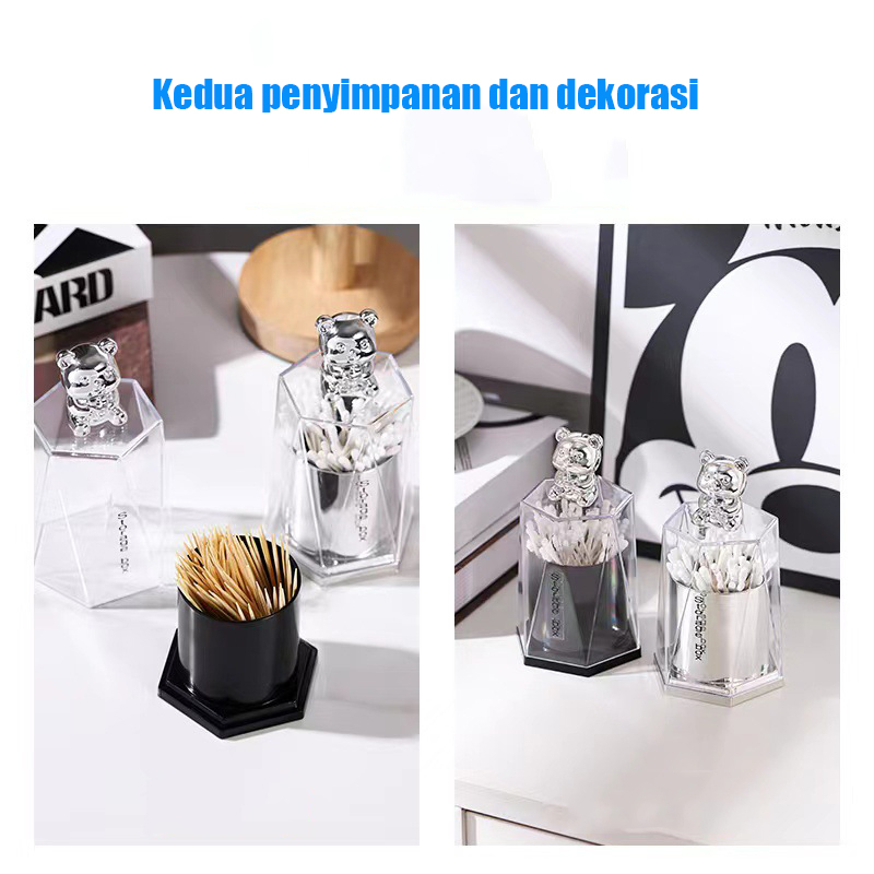 Mi.more Toothpicks Holder Cute Bear / Tempat Tusuk Gigi Aestetik / Home Creative Toothpick Box / Toothpick Storage Box