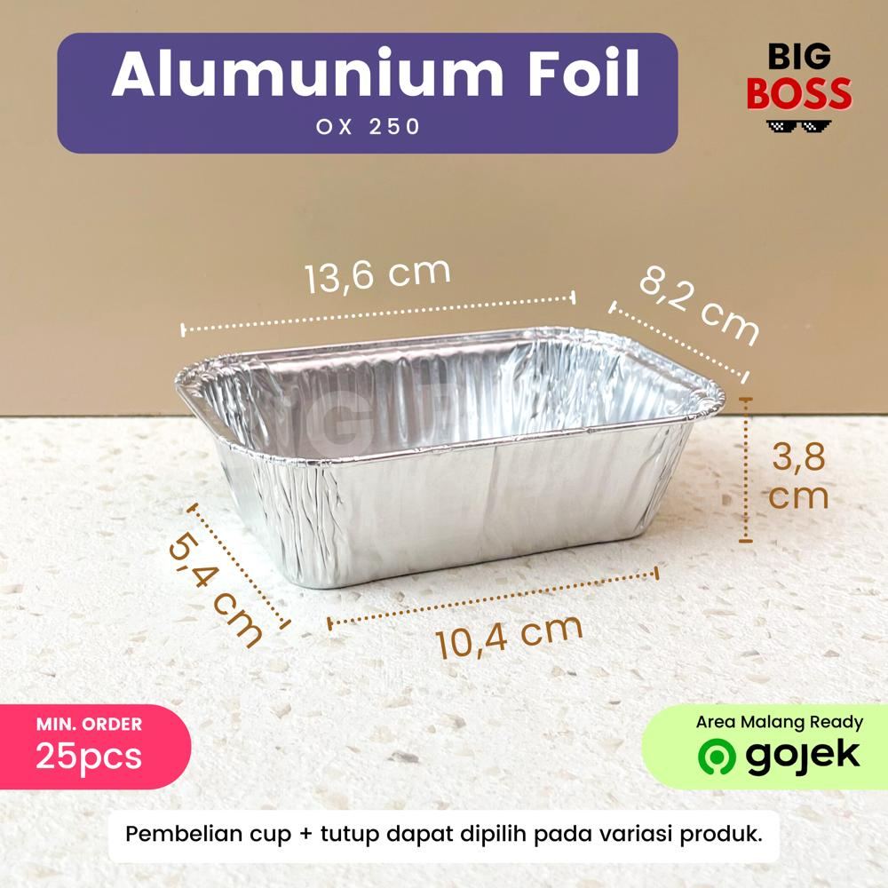 Aluminium Foil Tray OX-250 + Tutup Cup Macaroni Schotel / Pastel Tutup / Baked Lasagna Mentai / Klapertart 250ml