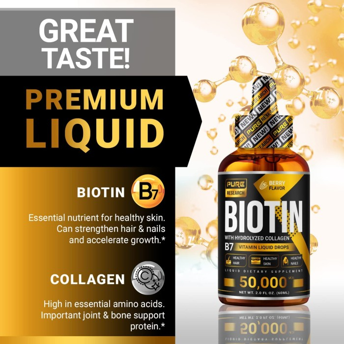 Liquid Biotin and Collagen 50000 mcg Hair Growth Drops Vit B7 60 ml