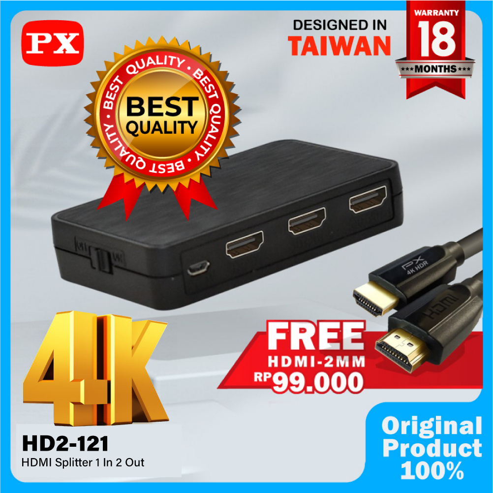 HDMI Splitter 1 input 2 Output Video HD 4K HDR 2.1 PX HD2-121