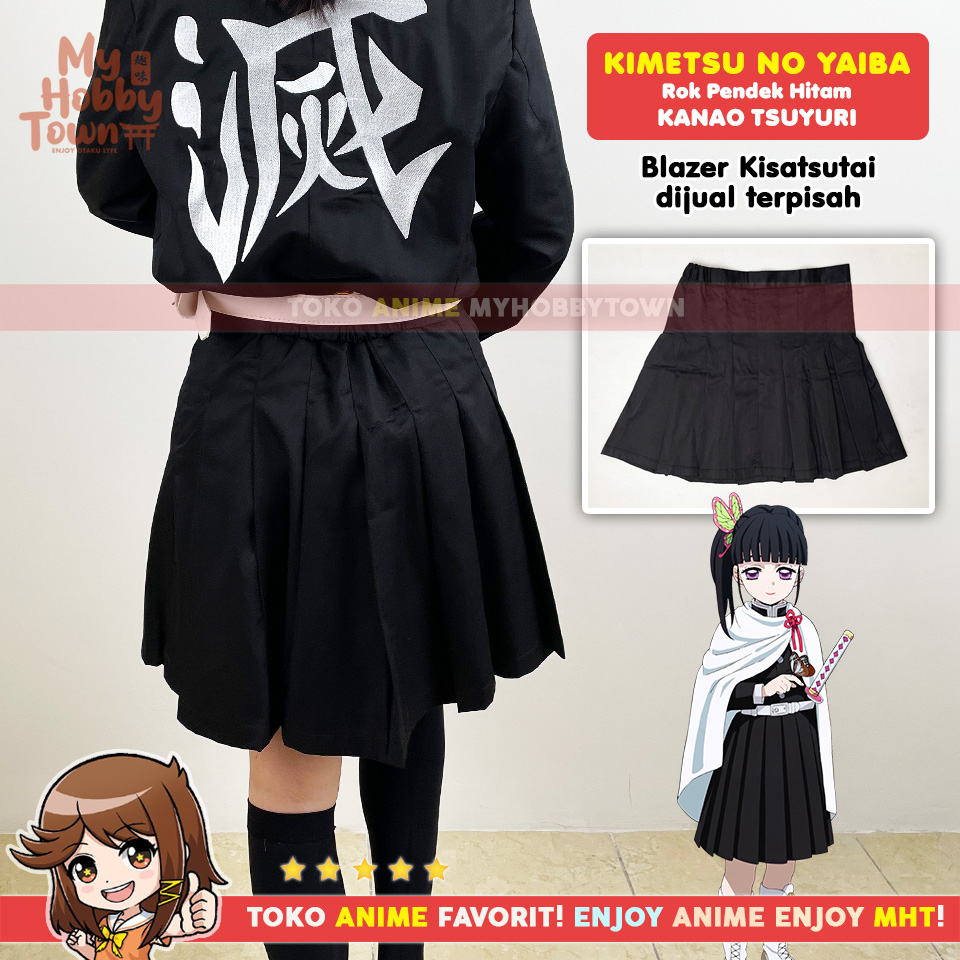 Rok Cosplay Kanao Tsuyuri Anime Kimetsu no Yaiba Demon Slayer Hitam Black Skirt