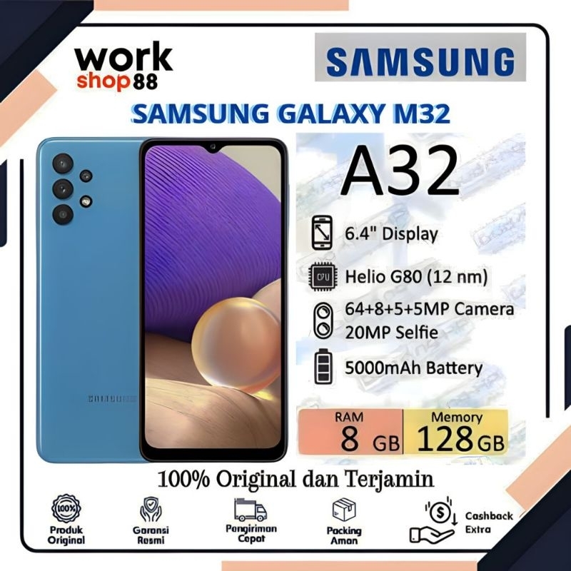 Second SAMSUNG GALAXY M32 (8GB/128GB) Fullset No Minus Ex Garansi Resmi