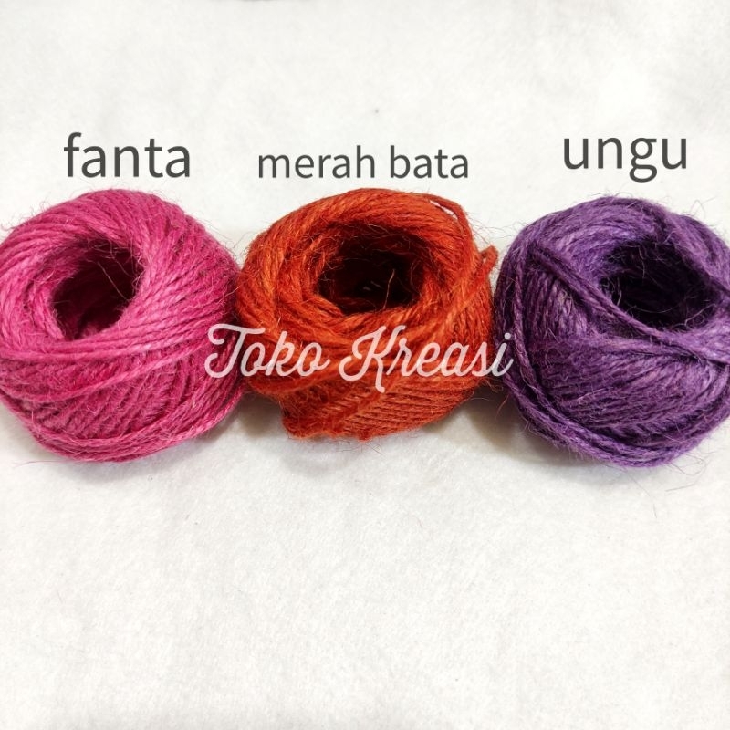 (Per Roll) Tali Rami / Tali Goni / Jute Rope 3ply - 2 mm warna warni