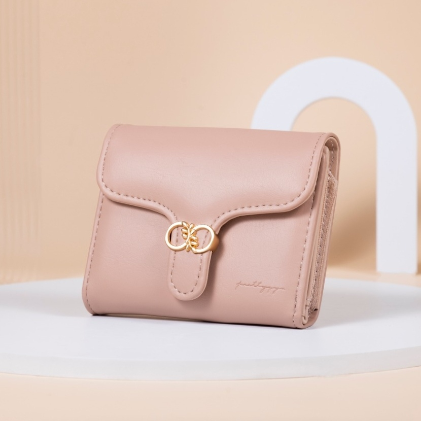 DOMPET LIPAT WANITA KECIL WA706P3 PRETTYZYS SIMPLE KEKINIAN REMAJA CEWEK MURAH ORIGINAL IMPORT KULIT PINK LUCU AURALIA KOREA MINI SLOT KARTU RESLETING UANG KOIN BRANDED FASHION PREMIUM