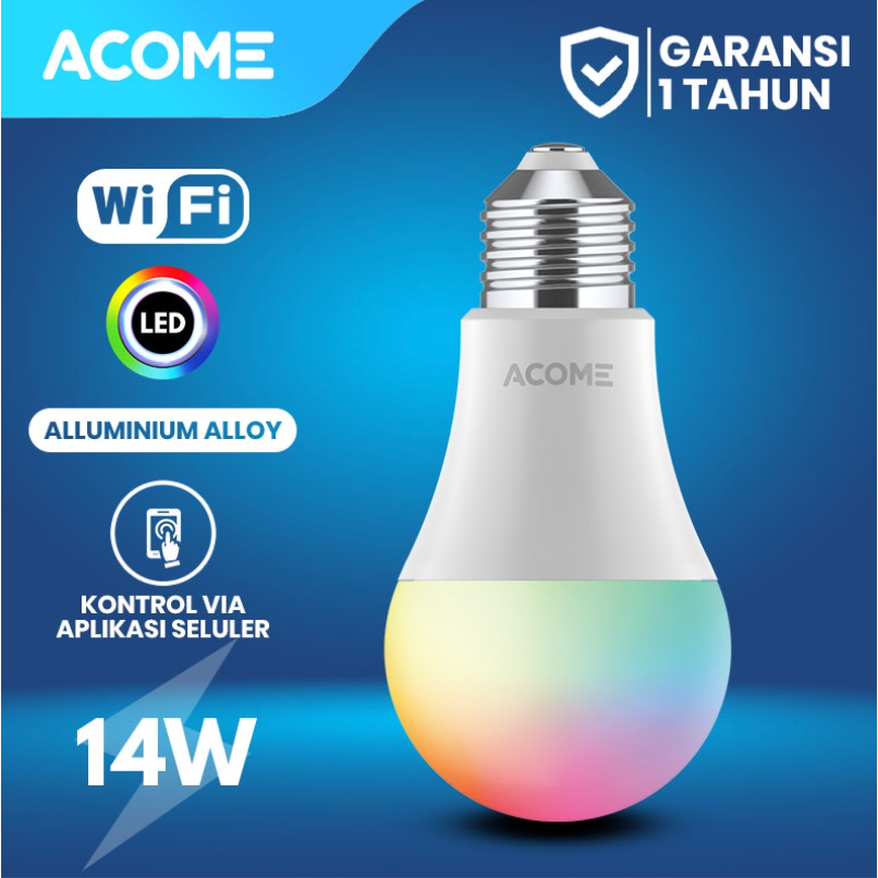 Acome Lampu Bohlam Smart Wifi LED 9W/12W/14W RGB Garansi Resmi 1 Tahun AL01/AL02B