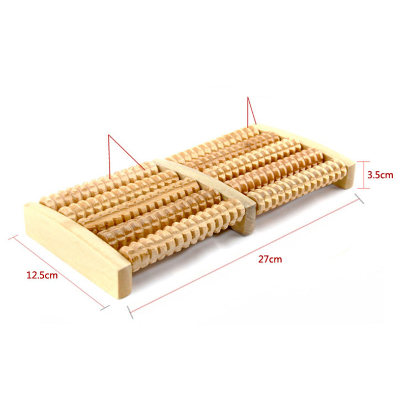 Pijat Kaki Wooden Foot Roller Massager Reflexology 5 Row - SS01 - Wooden