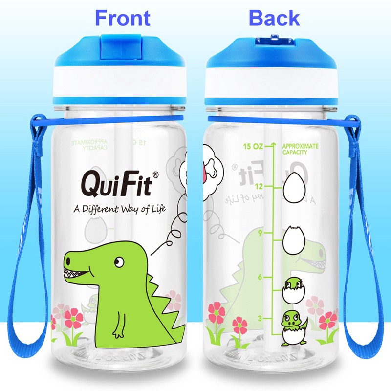 Quifit Bottle Tritan Straw 500ml Botol Anak Dengan Sedotan Dan Pegangan Tali