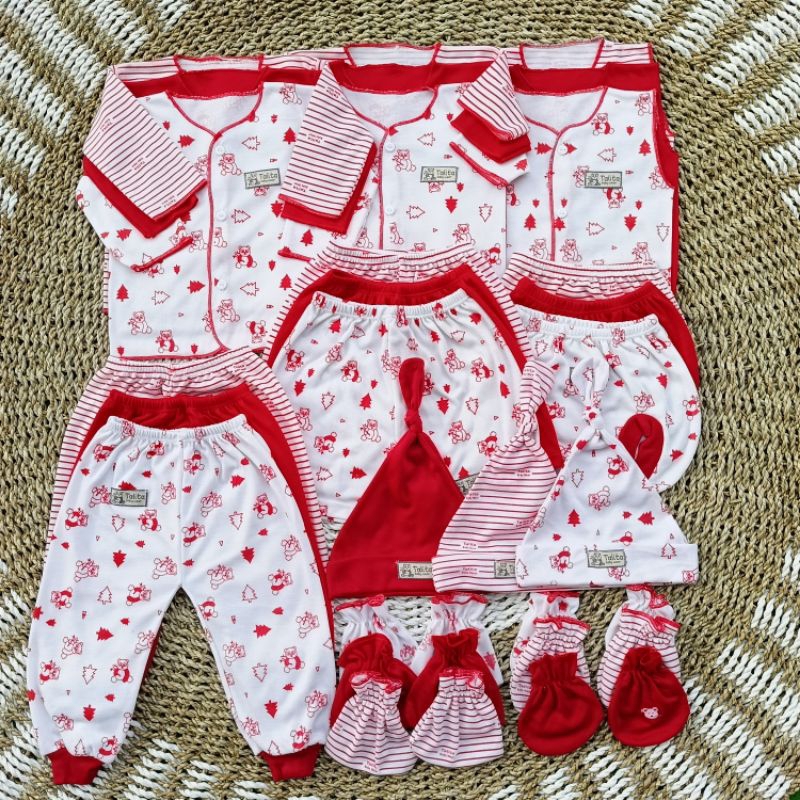 27 PCS Paket Hemat Baju Bayi Baru Lahir Paket Newborn Seri Merah talitababywear