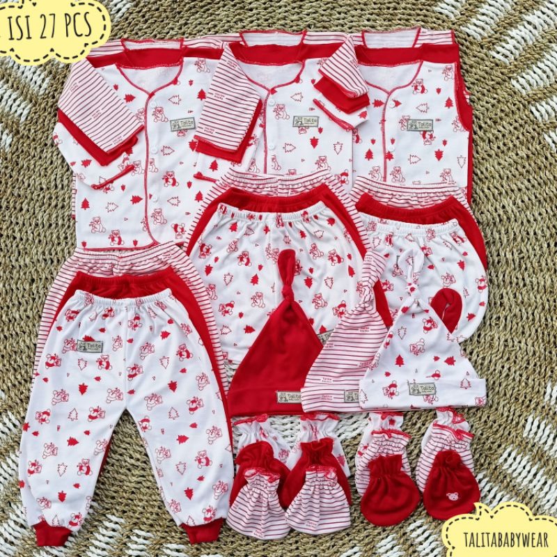 27 PCS Paket Hemat Baju Bayi Baru Lahir Paket Newborn Seri Merah talitababywear