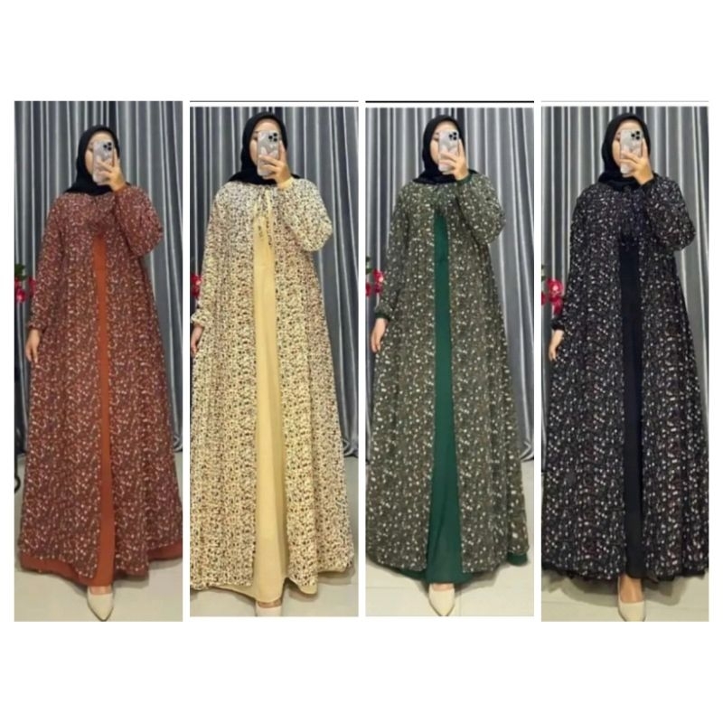 Gamis Maxy ANDINI DRESS Casual Ceruty Babydoll Semi Cardi Kekinian