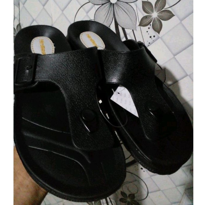 KINGBOS 516= Sandal karet jepit pria dewasa hitam polos size 39- 44