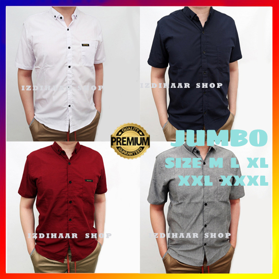 Kemeja Polos Big Size Seragam Kerja Ukuran Jumbo XXL &amp; XXXL / 2XL - 3XL