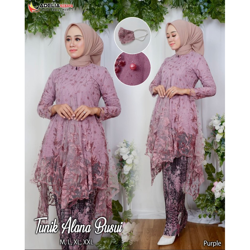 Set Kebaya Tunik Brukat Arumi Pesta Kondangan Lamaran Wisuda Busui Friendly Kekinian By Santiank Kebaya